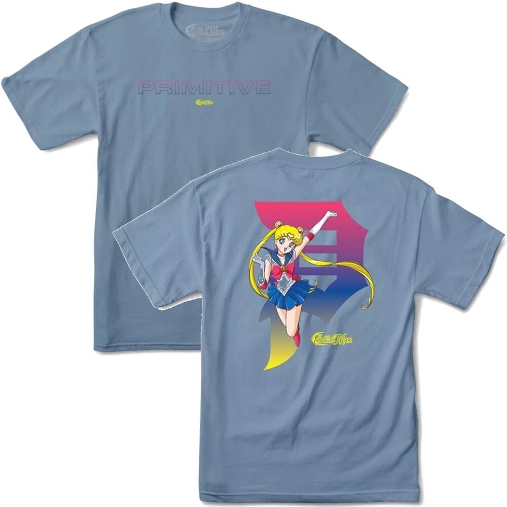 Primitive Skate Men's X Sailor Moon Japanese Anime Short Sleeve Tee in Slate